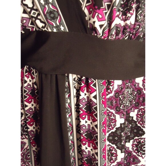 Motherhood Maternity Dress Long Sleeve Multicolored Geometric V-neck Midi Sz Med - Picture 4 of 12